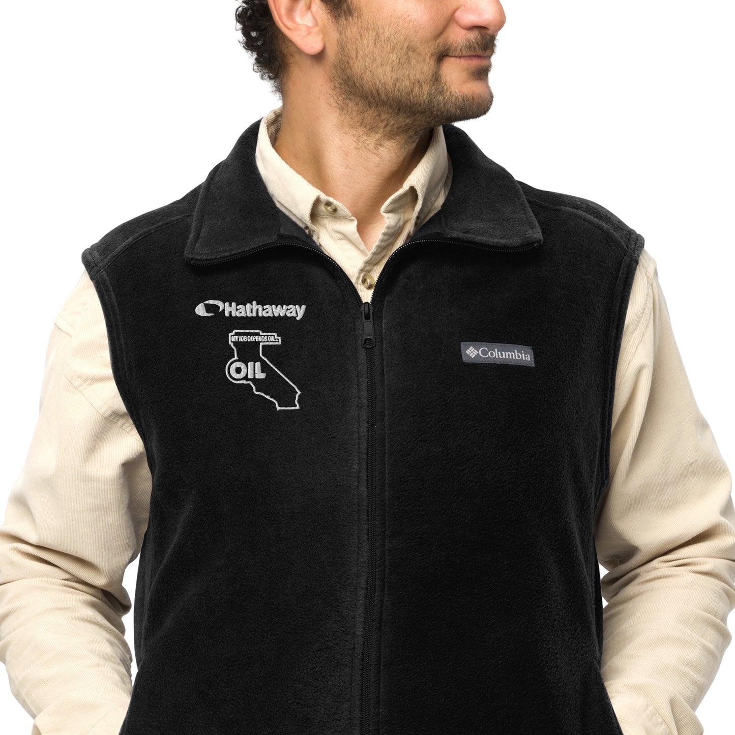 Hathaway - Men's My Job Depends on Oil Columbia fleece vest